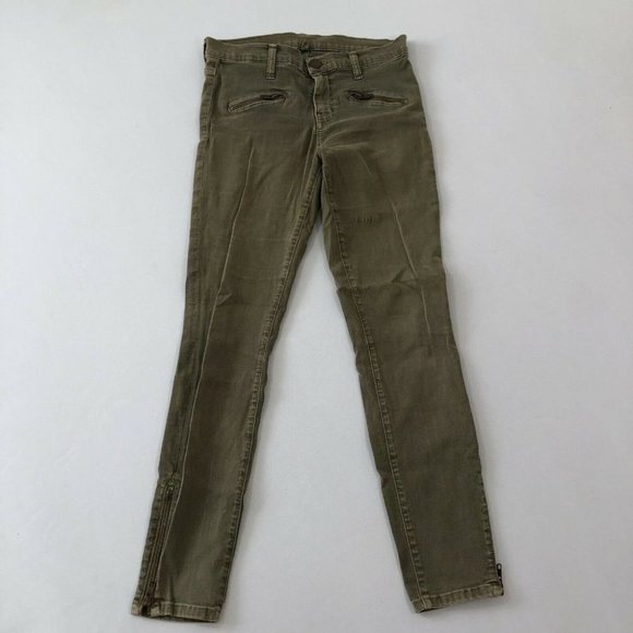 34N 118W Pants Women's 27 Olive Green Skinny Utility SOHO Zip Stiletto Size 27 - Picture 1 of 11